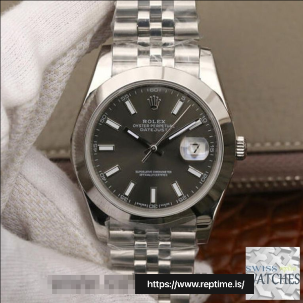 ROLEX DATEJUST GREY DIAL STAINLESS STEEL 41MM SWISS REPLICA m126300.0008