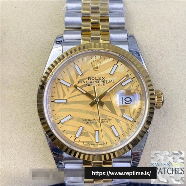 ROLEX DATEJUST YELLOW DIAL STAINLESS STEEL 36MM SWISS REPLICA m126233.0037
