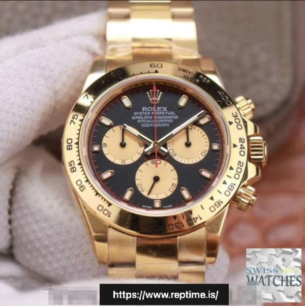 ロレックスデイトナブラックダイヤル18Kイエローゴールド40MMスイスレプリカm116508.0009