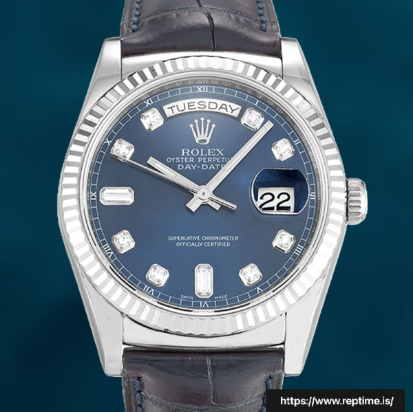 ロレックス デイデイト メンズ 36mm 118139 シルバートーン ブルーダイヤル