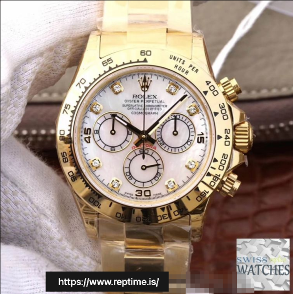 ROLEX DAYTONA COSMOGRAPH WHITE DIAL 18K YELLOW GOLD 40MM SWISS REPLICA 116528.78598