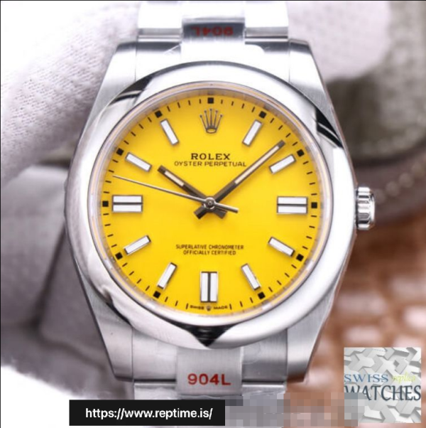 ロレックスオイスターパーペチュアルイエローダイヤルステンレススチール41MMスイスレプリカm124300.0004
