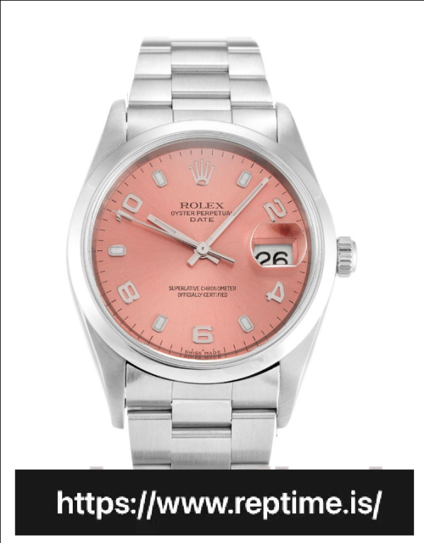 ロレックスオイスターパーペチュアルデイト自動サーモン15200 34MM