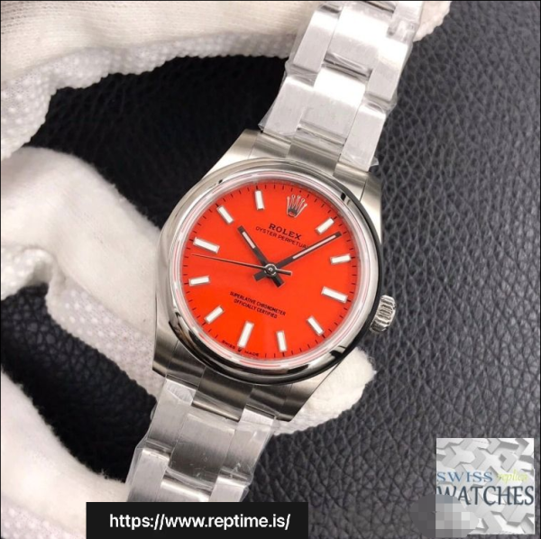 ロレックスオイスターパーペチュアルレッドダイヤルスクラッチプルーフ31MMスイスレプリカm277200.0008 - Image 2