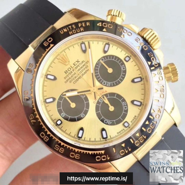 ROLEX DAYTONA COSMOGRAPH GOLD DIAL WATERPROOF 40MM SWISS REPLICA 116518ln.4 - Image 4