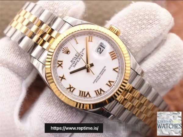 ロレックスデイトジャストホワイトダイヤル18Kイエローゴールド36MMスイスレプリカm126233.0029 - Image 4